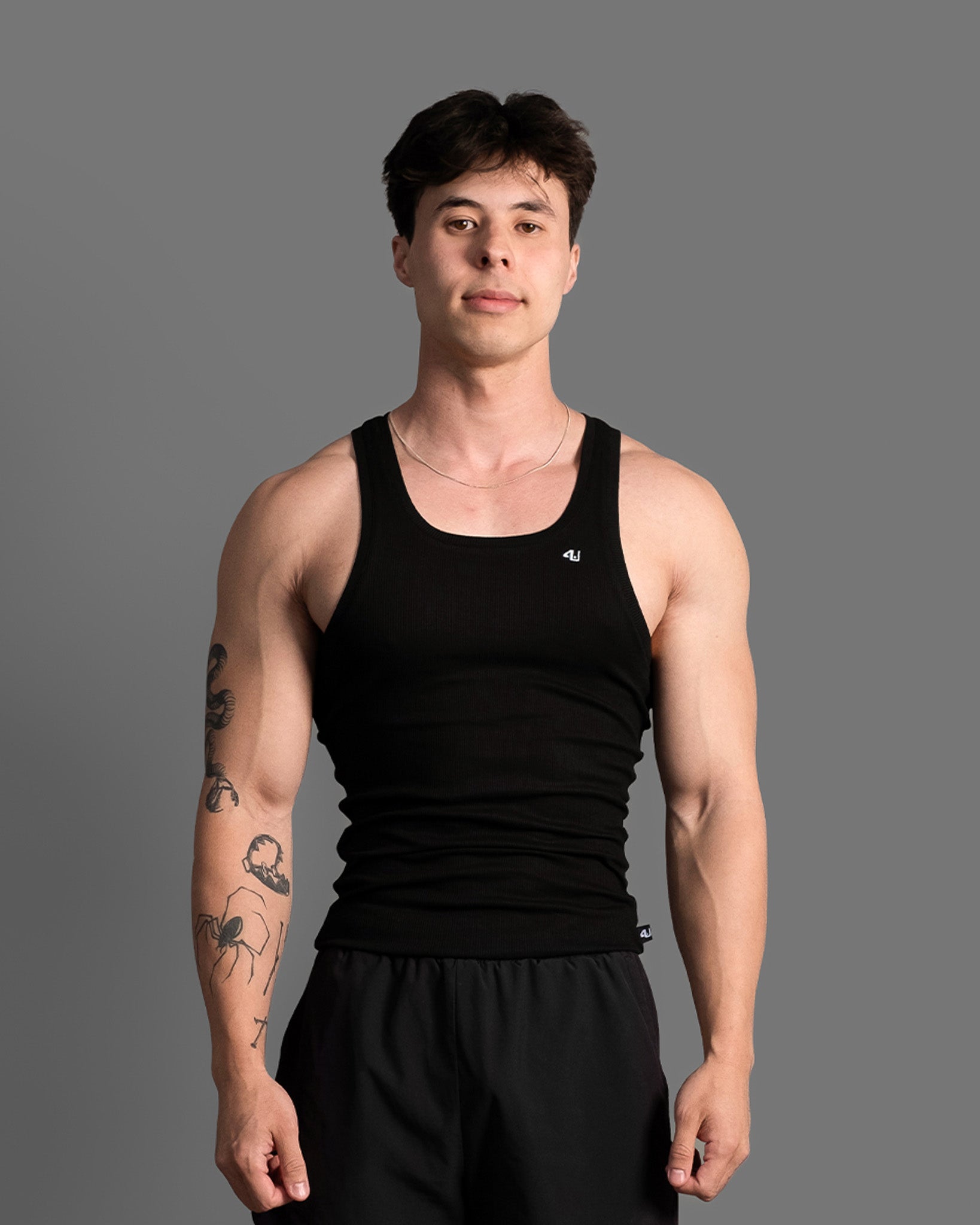 Men's black gym tank top β 4U Activewear Essentials