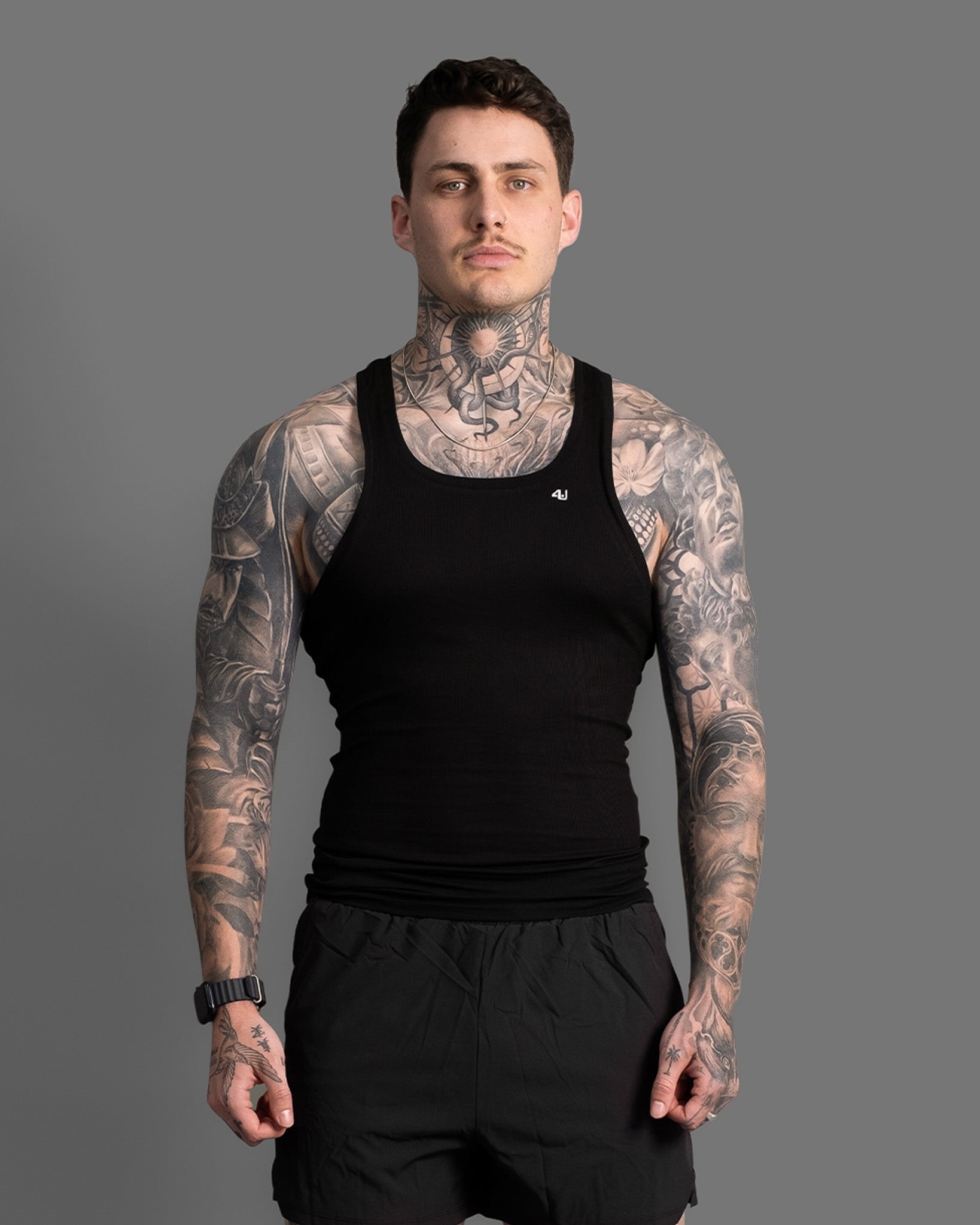 Men's black gym tank top β 4U Activewear Essentials