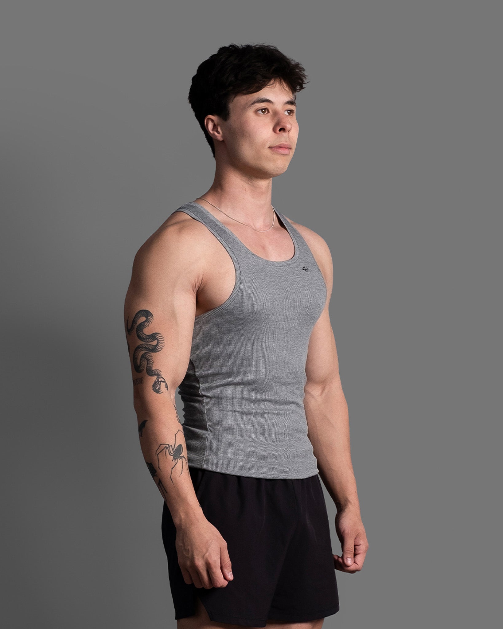Men's grey gym tank β 4U Activewear Essentials