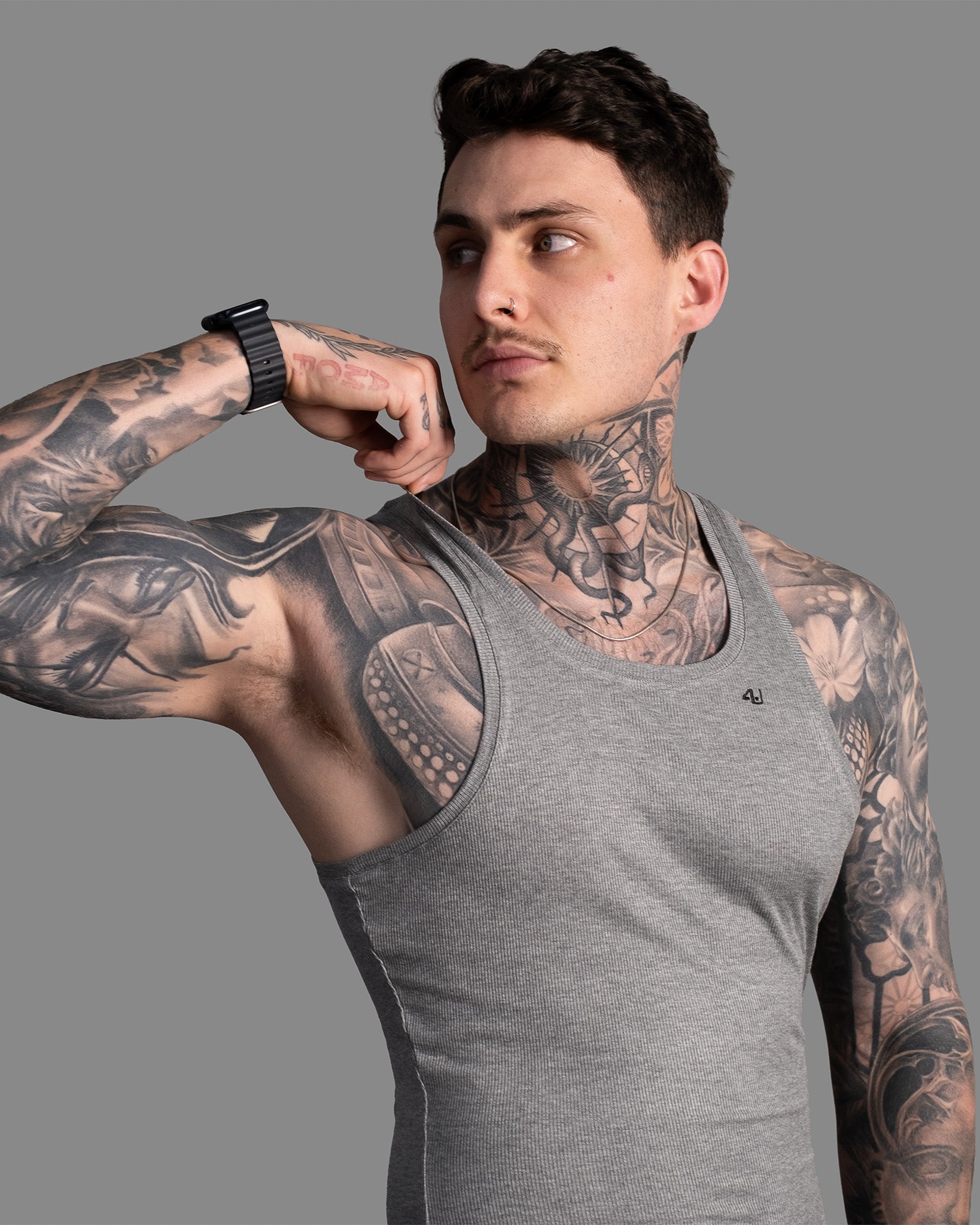 Men's grey gym tank β 4U Activewear Essentials