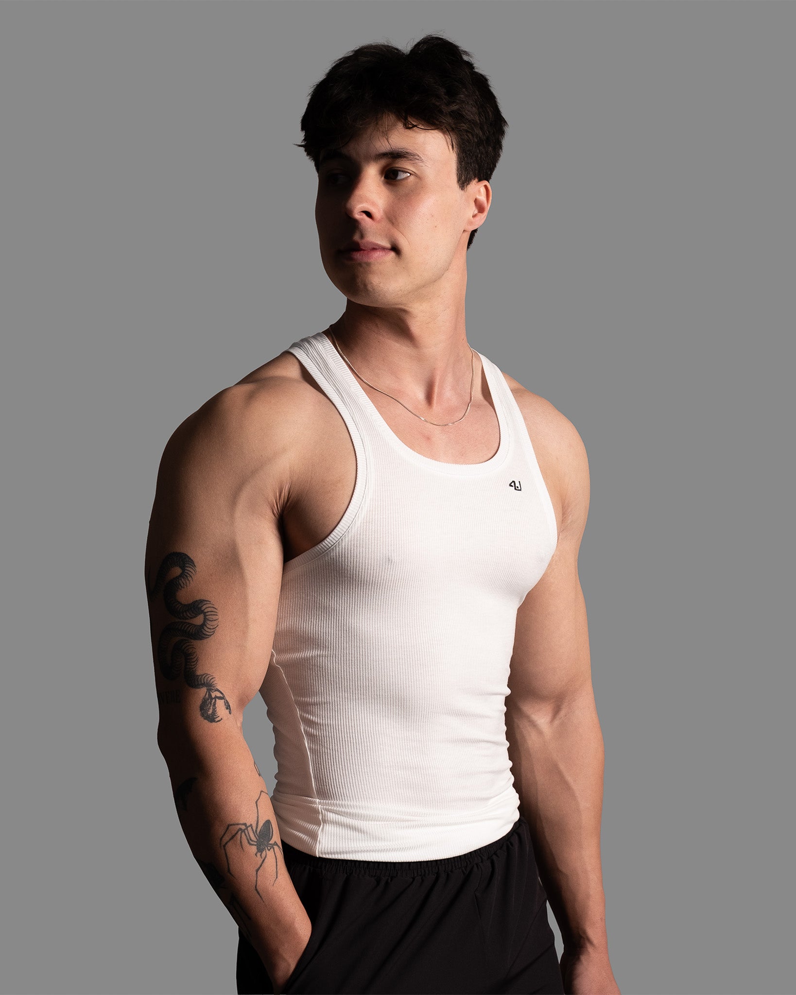 Men's white tank β 4U Activewear Essentials