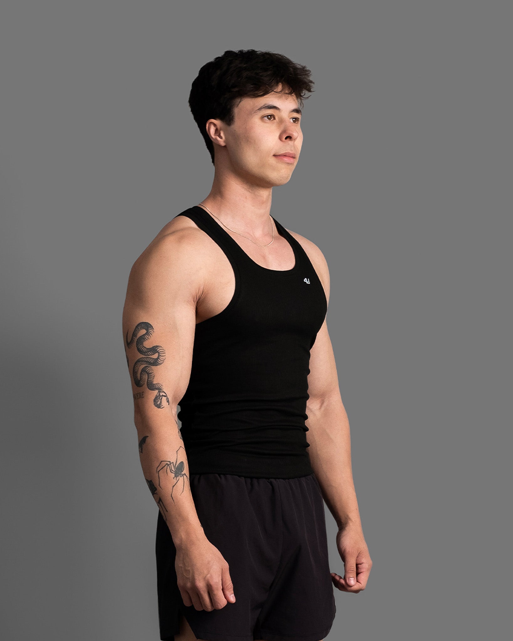 Men's black gym tank top — 4U Activewear Essentials 